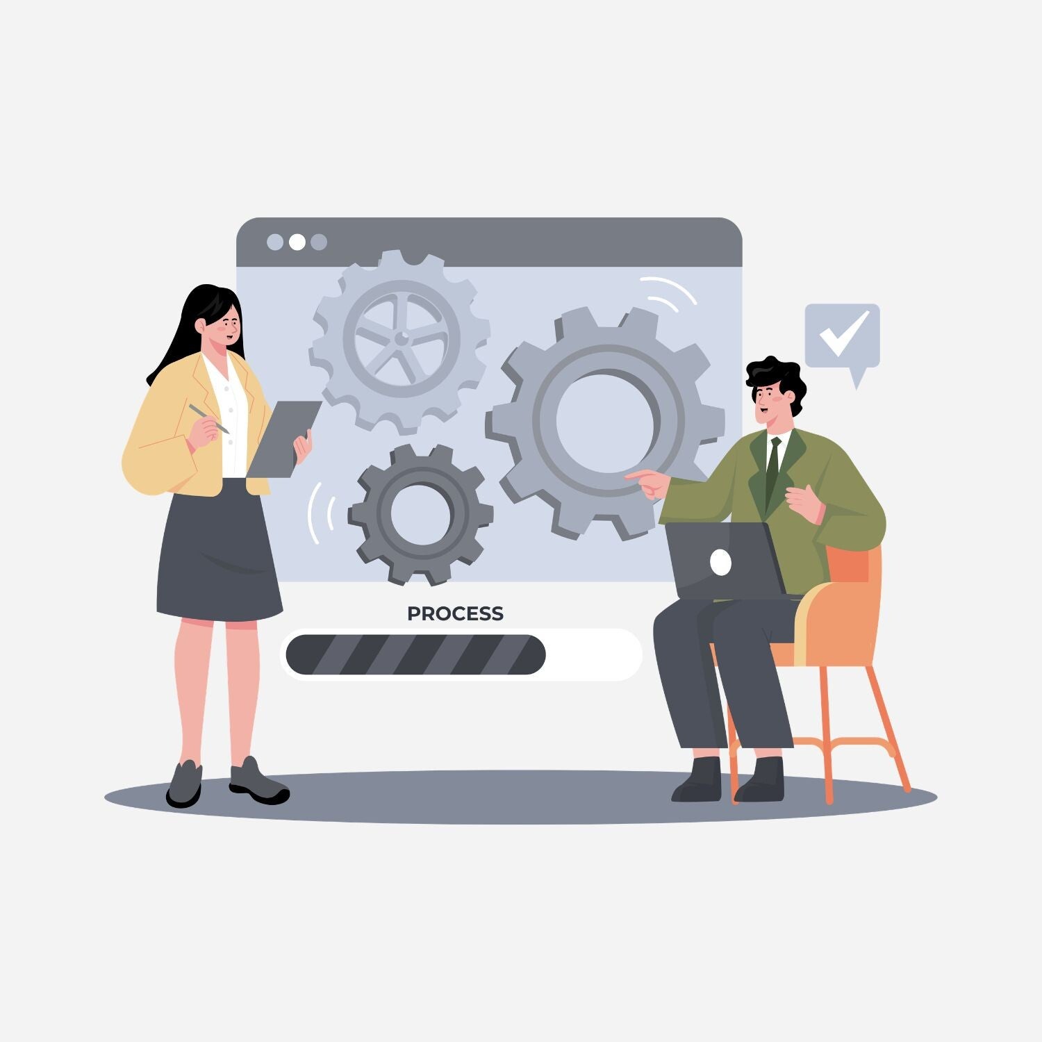 Two people designing a learning module and assessing the progress