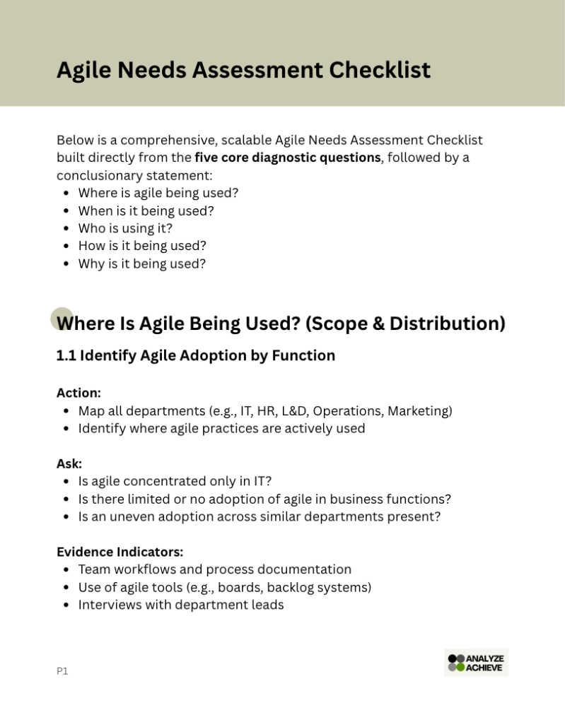 Free Downlaod Agile Needs Assessment Checklist