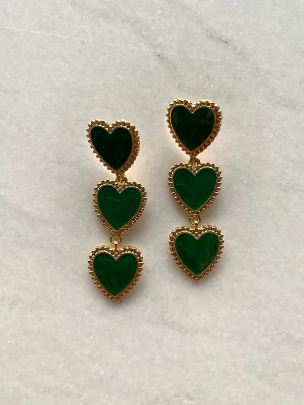 Tripple green oorbellen