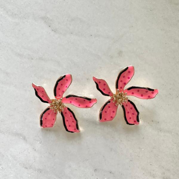 Pink Flower Earrings