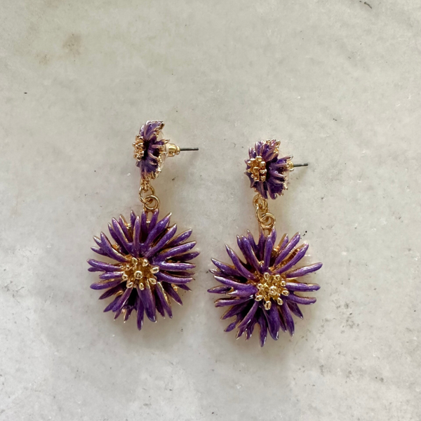 Purple flower earrings