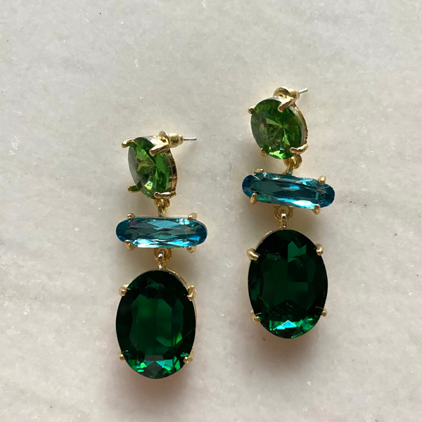 Green stone earrings
