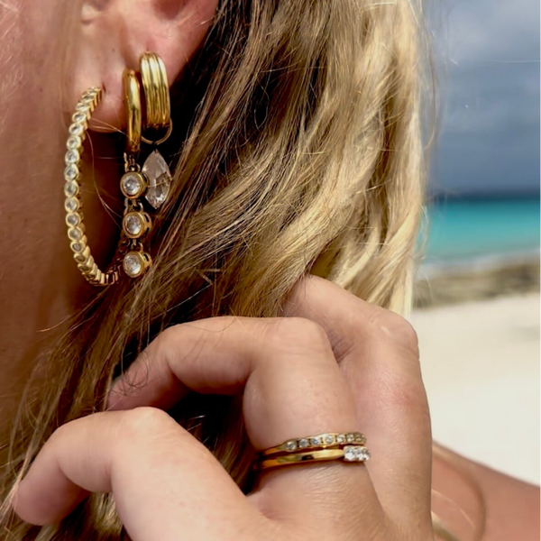 Shiny hoop earrings