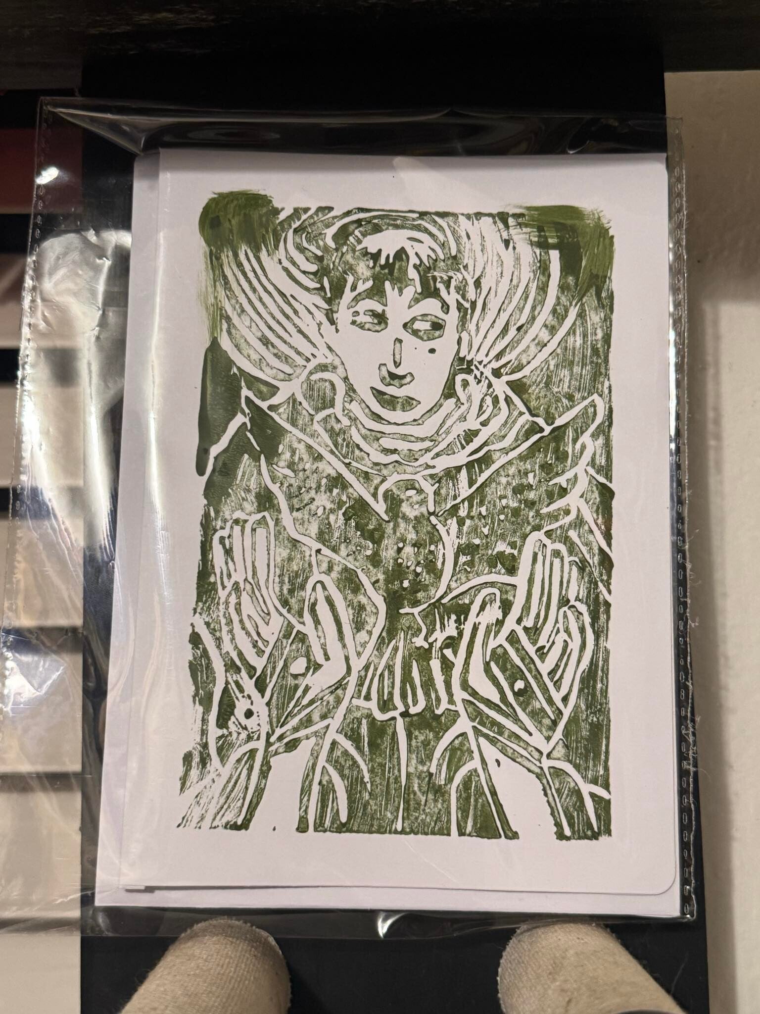 Handprinted Linocut Greeting Card