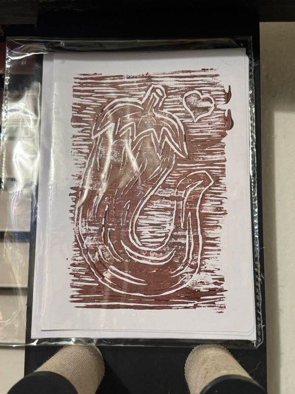 Handprinted Linocut Greeting Card