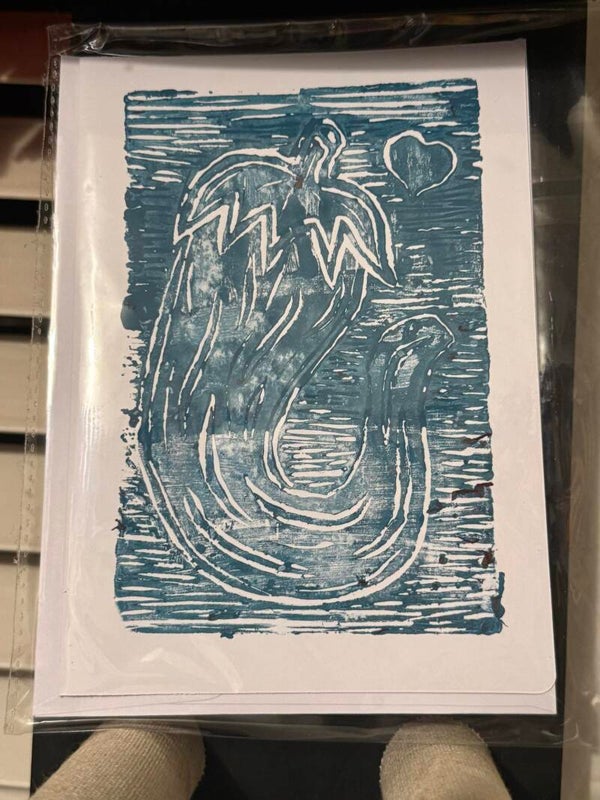 Handprinted Linocut Greeting Card
