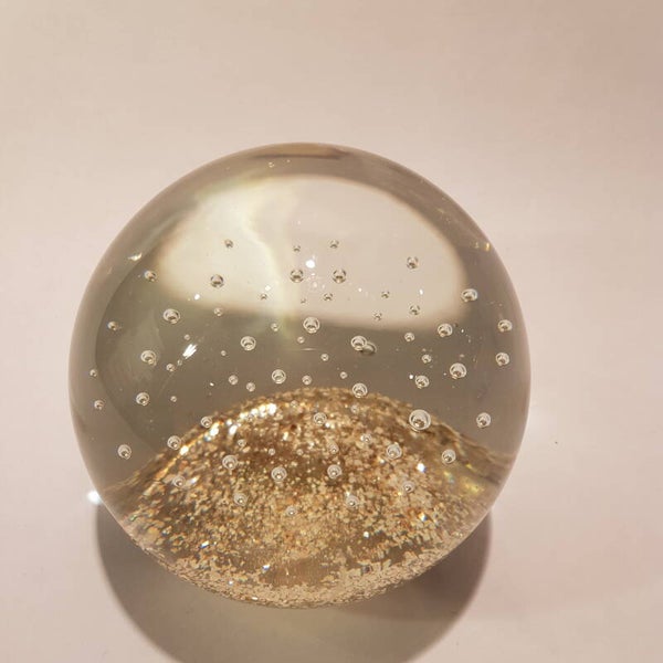 Presse Papier Bellen Glas Goud/Transparant Large