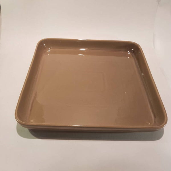 Aardewerk schotel vierkantig taupe