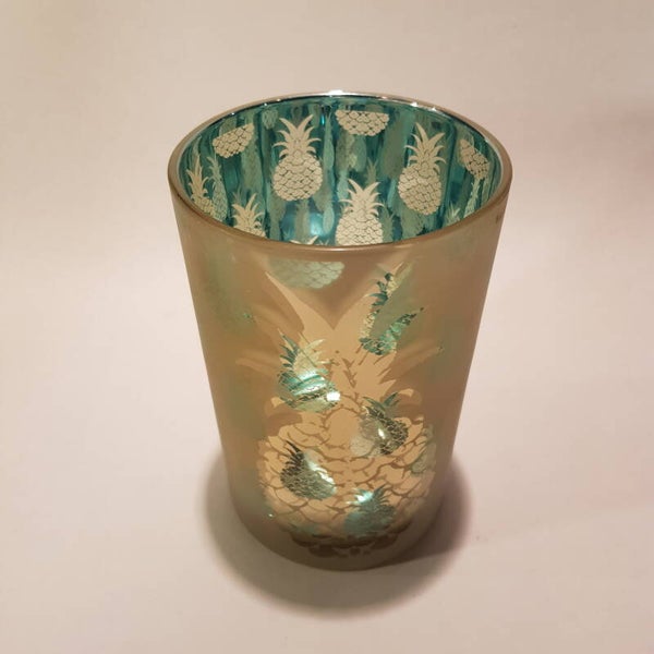 Theelicht 18 cm groen/goud