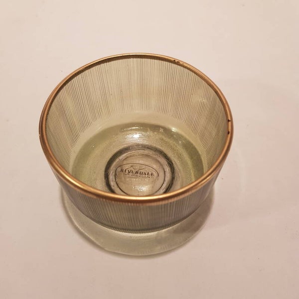 Theelichtglaasje licht groen met gouden boordje