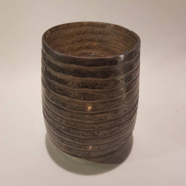 Theelicht donkergrijs/beige gestreept horizontaal Hoog