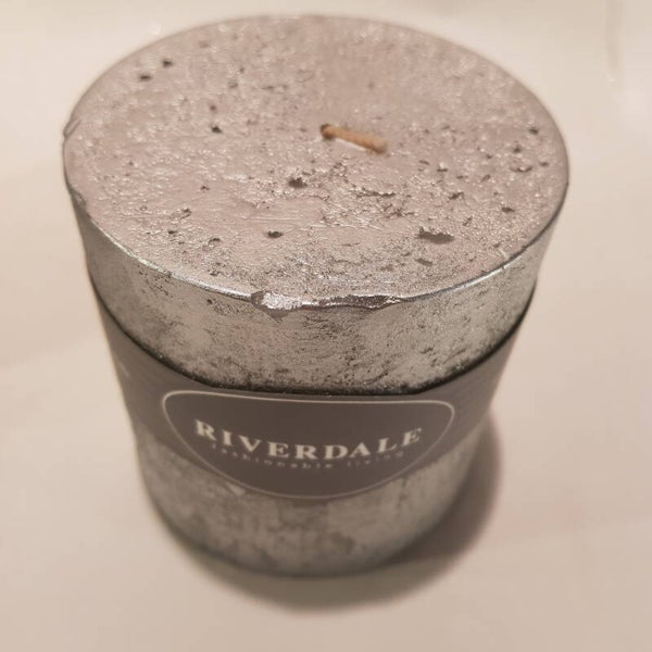 Kaars hoog 7 x 14 cm zilver