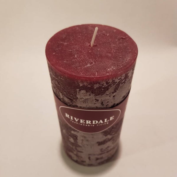 Kaars hoog 15 cm grijs  donkerrood