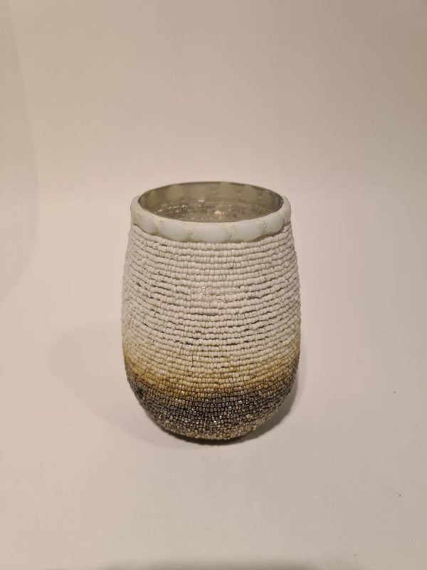 Windlicht wit - bruin conisch