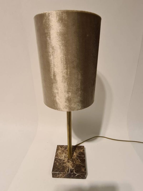 Tafellamp goudkleurig metaal met marmeren voet vierkantig