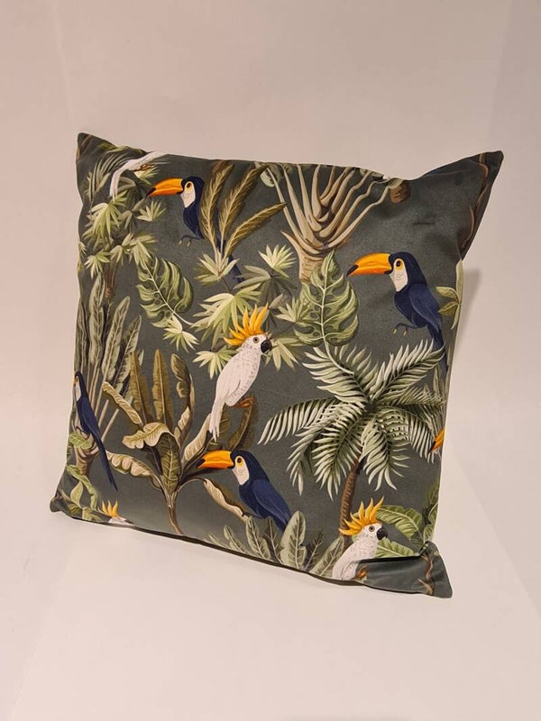 INVITO - Kussen met vogelprint groen/blauw