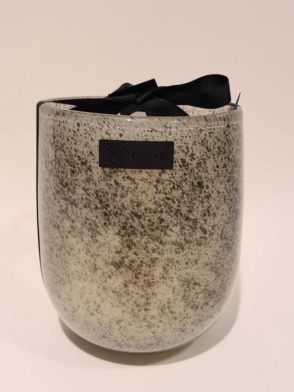 Oscar Candles - Glazen kaars grijs spikkel L