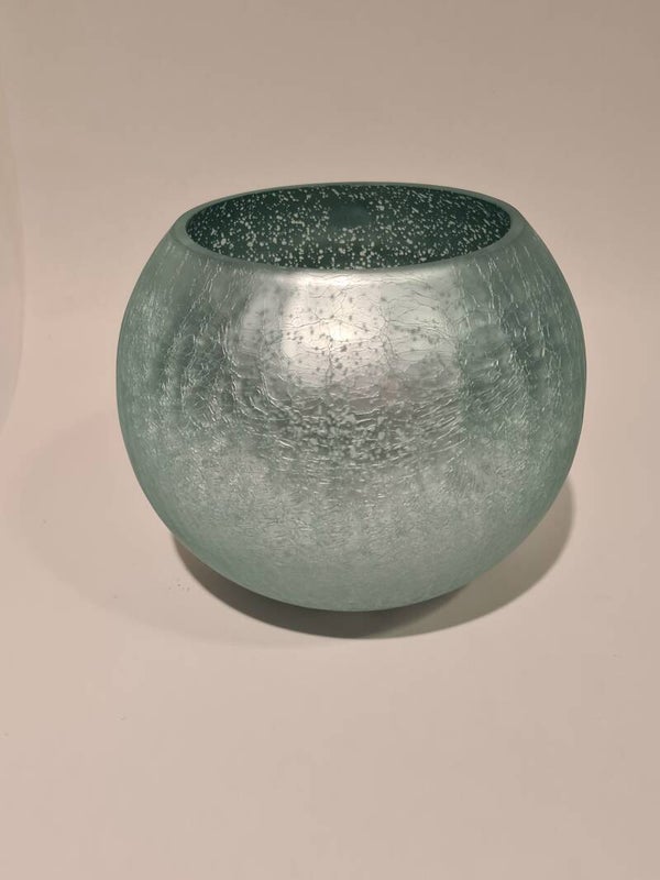Theelicht groen bolvorm craquele M