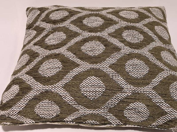 Kussen grijs met mosgroen oog 45 x 45 cm
