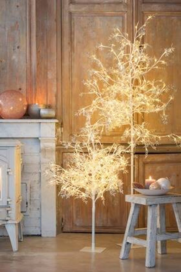 Boom blaadjes Glitter + Led Metaal Zilver