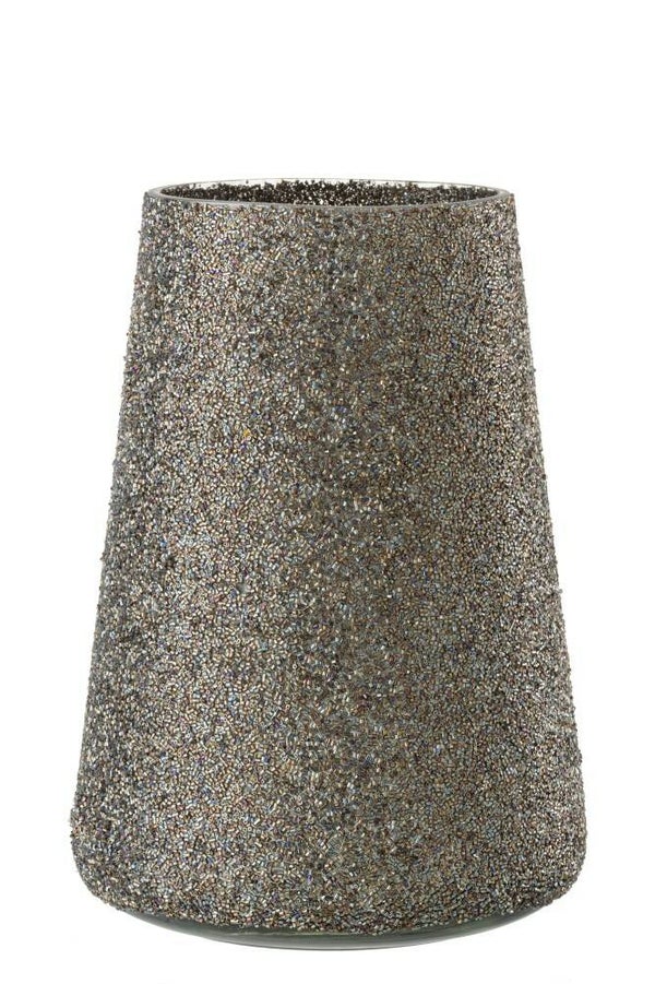 Windlicht Glitter Glas Bruin Medium