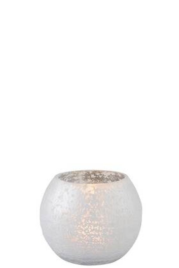 Windlicht zilver crackle S
