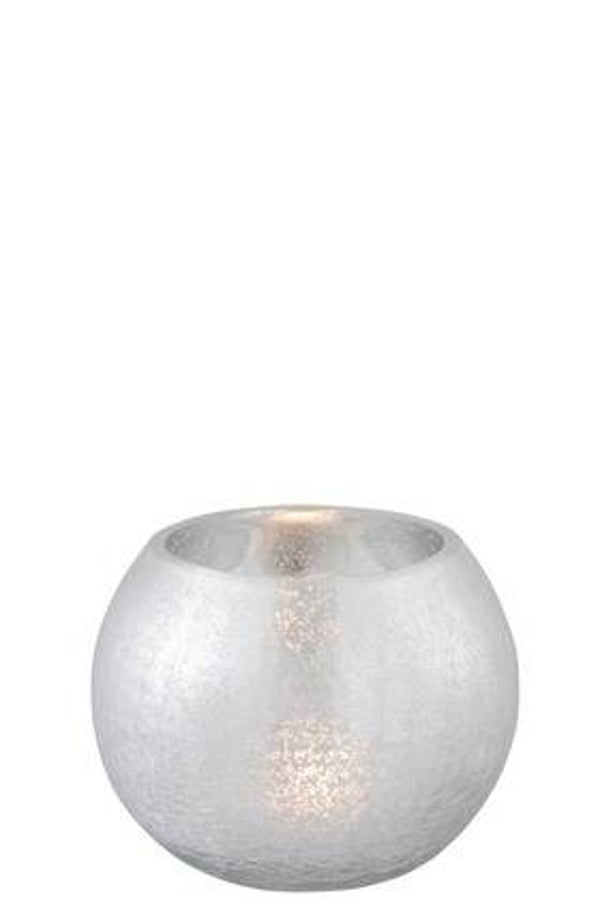 Windlicht zilver crackle M
