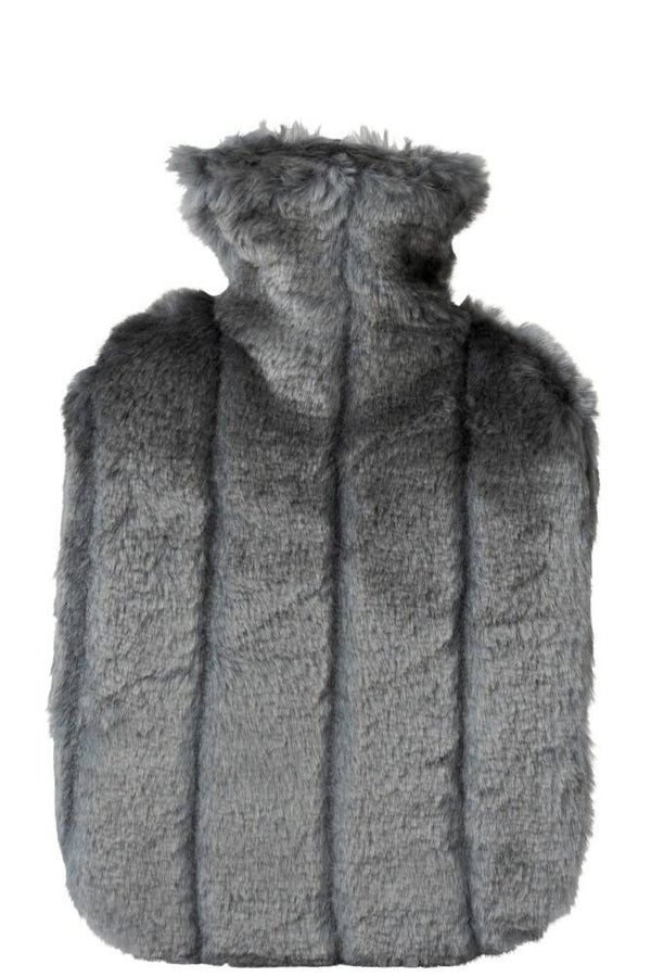 Warmwaterkruik/Bouillotte Lignes Fourrure Artificielle Acrylique Gris