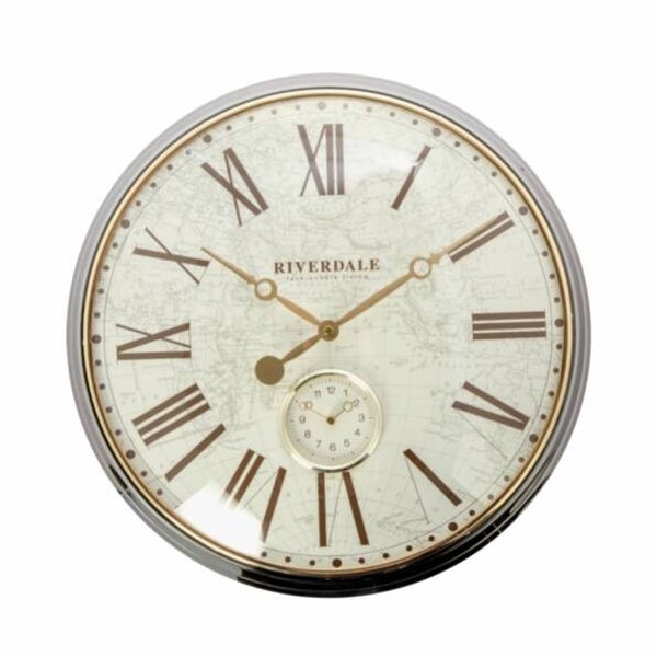 Wandklok worldmap brons 50 cm