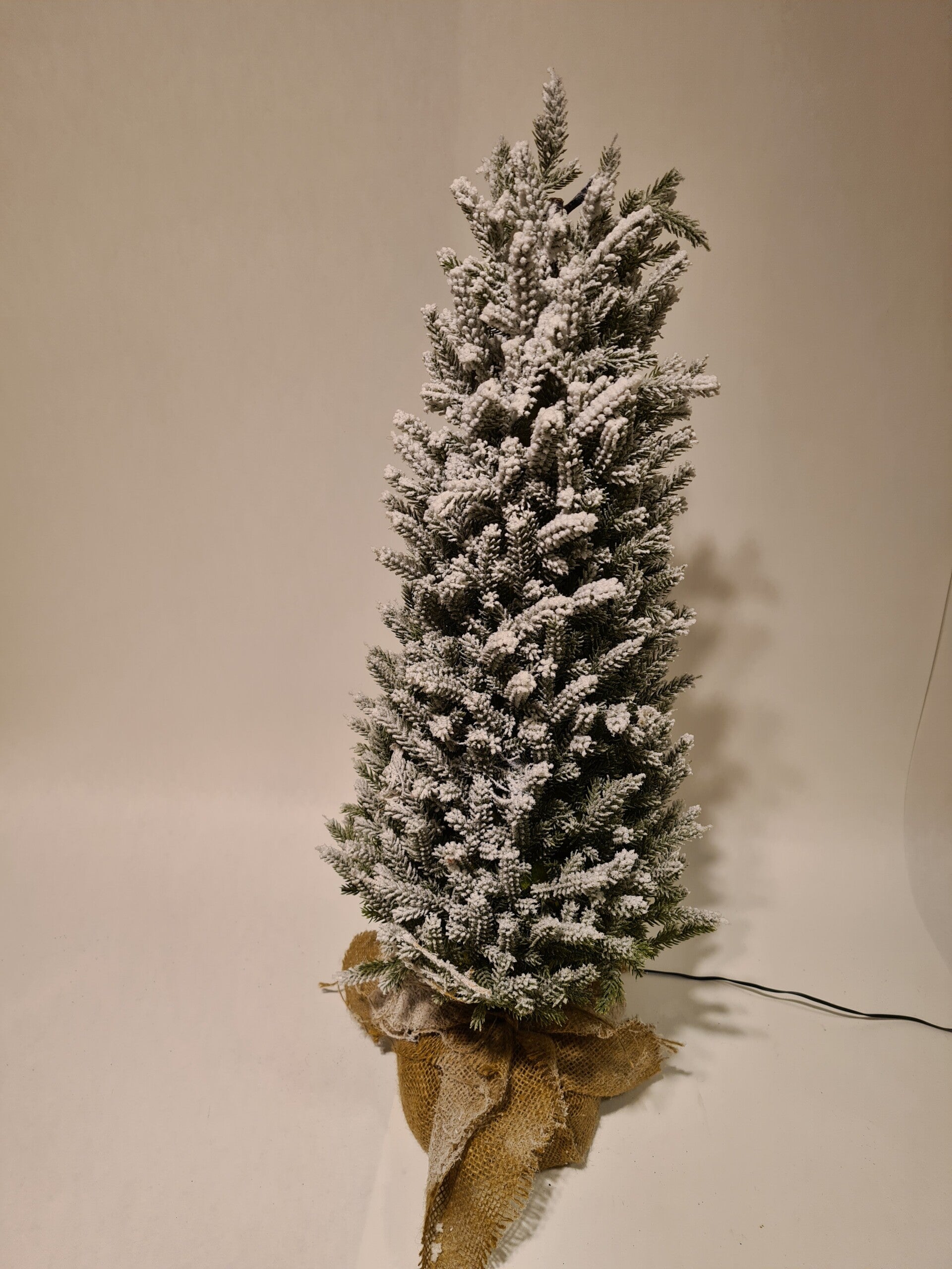 Kerstboom+Led+Pot Jute Plastiek Besneeuwd 70 cm