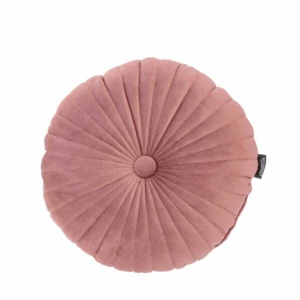 Sierkussen rond met sierplooitjes oud roze
