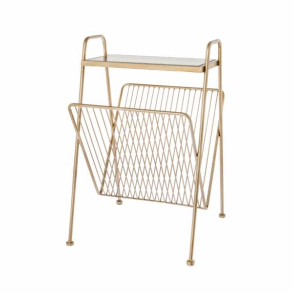 Krantenrekje goudkleurig met glas