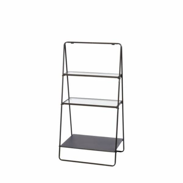 Displayrekje zwart met glazen leggers