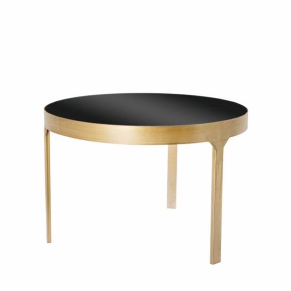 Bijzettafeltje goudkleur met spiegel zwart bovenaan