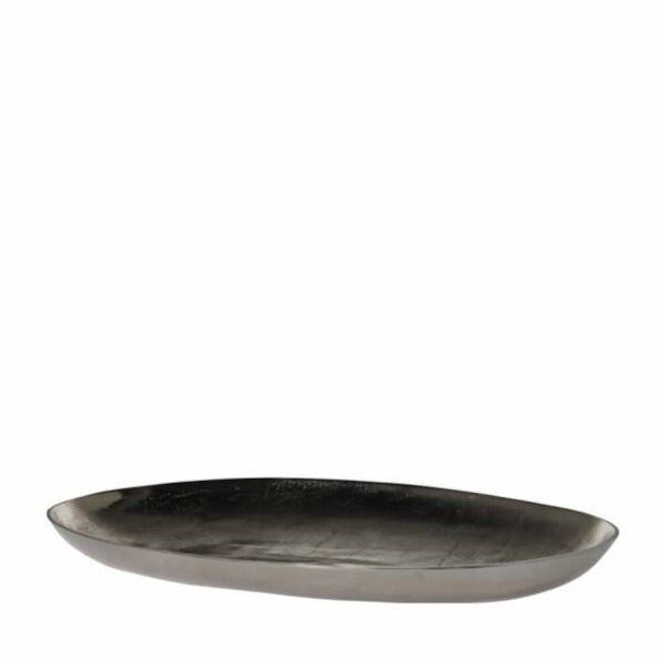 Metalen schotel ovaal  donkerbruin/antraciet