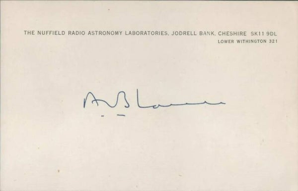 Signature Card of Sir Alfred C. Bernard Lovell