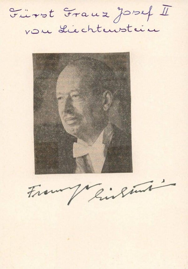Signature Card of Prince Franz Joseph II of Liechtenstein