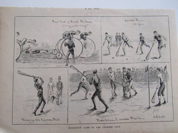 Antique Print - Exhibition Game by the Lacrosse Club