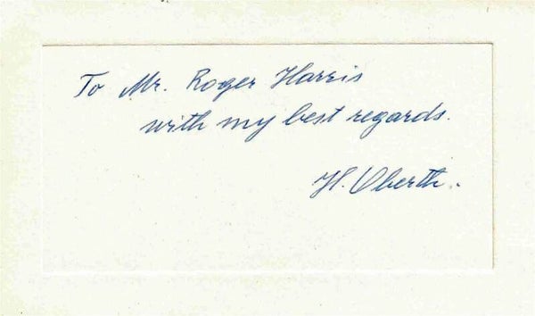 Signed Card by Hermann Oberth "Father of Space Travel"