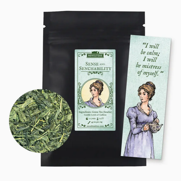 Sense and Sencha-bility Tea and Bookmark.