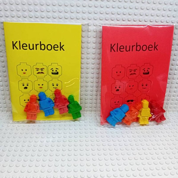 Colouring book with minifigure crayons