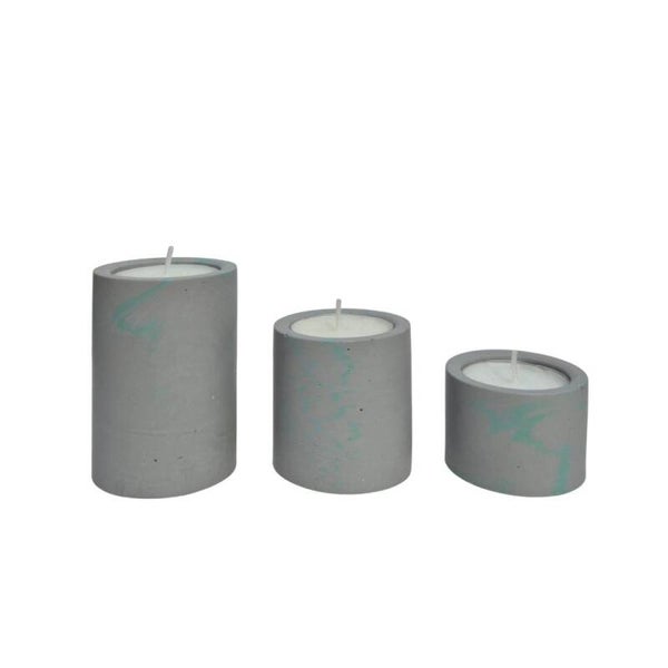 Waxinelichthouder Alizé kleur marmer grijs/mint