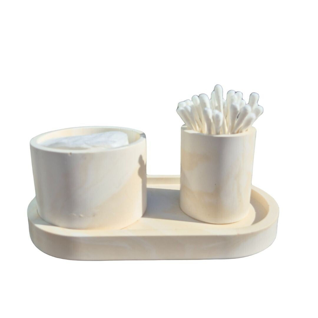 Badkamer set marmer beige/wit