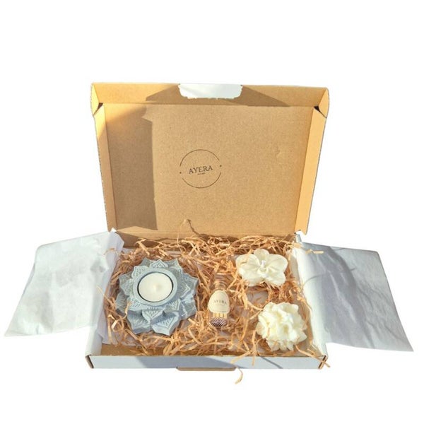 Lichtpuntje lotus marmer grijs/wit