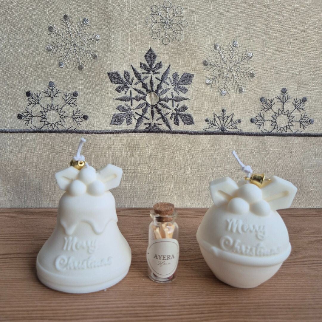 Kerstkaarsen set duo kerstklok en kerstbal
