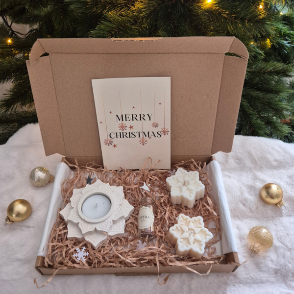 Kerstlichtpuntje in beige met wit marmer