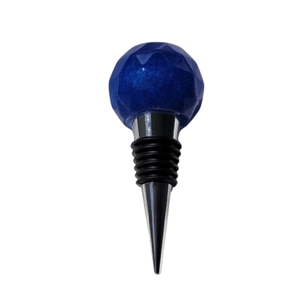 Wijnstopper kobalt blauw/ zilverkleurig