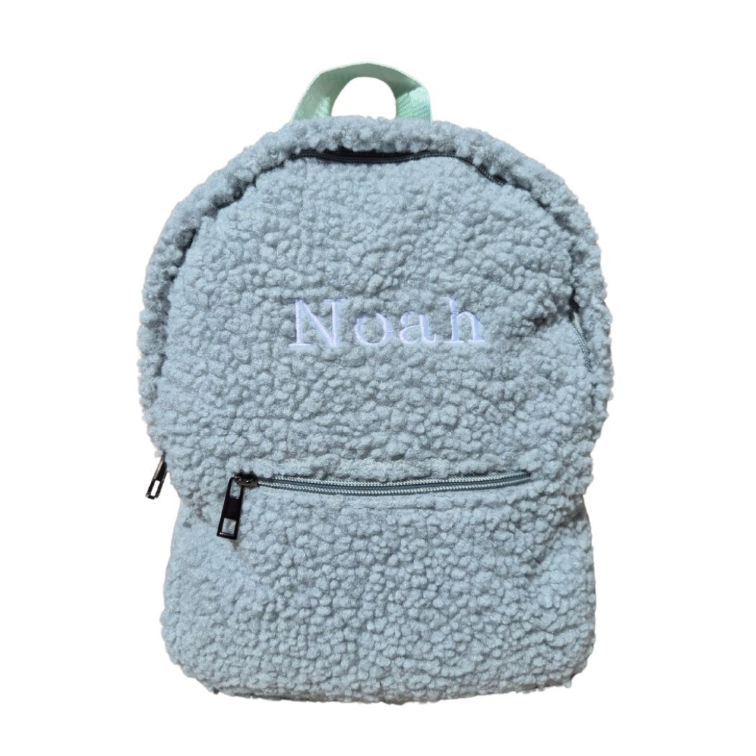 Gepersonaliseerde teddy rugzak Grizzle seafoam green met naam