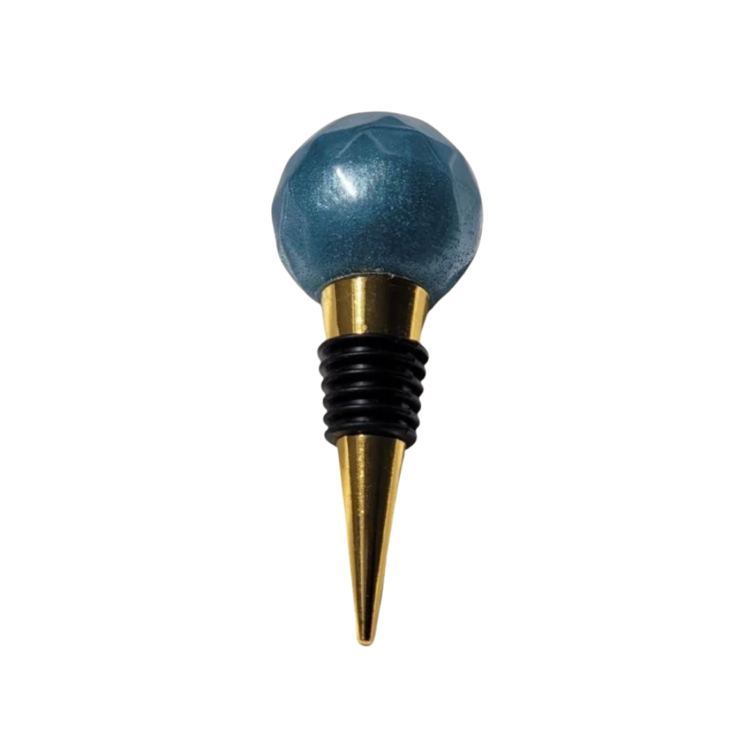 Wijnstopper teal/ goudkleurig