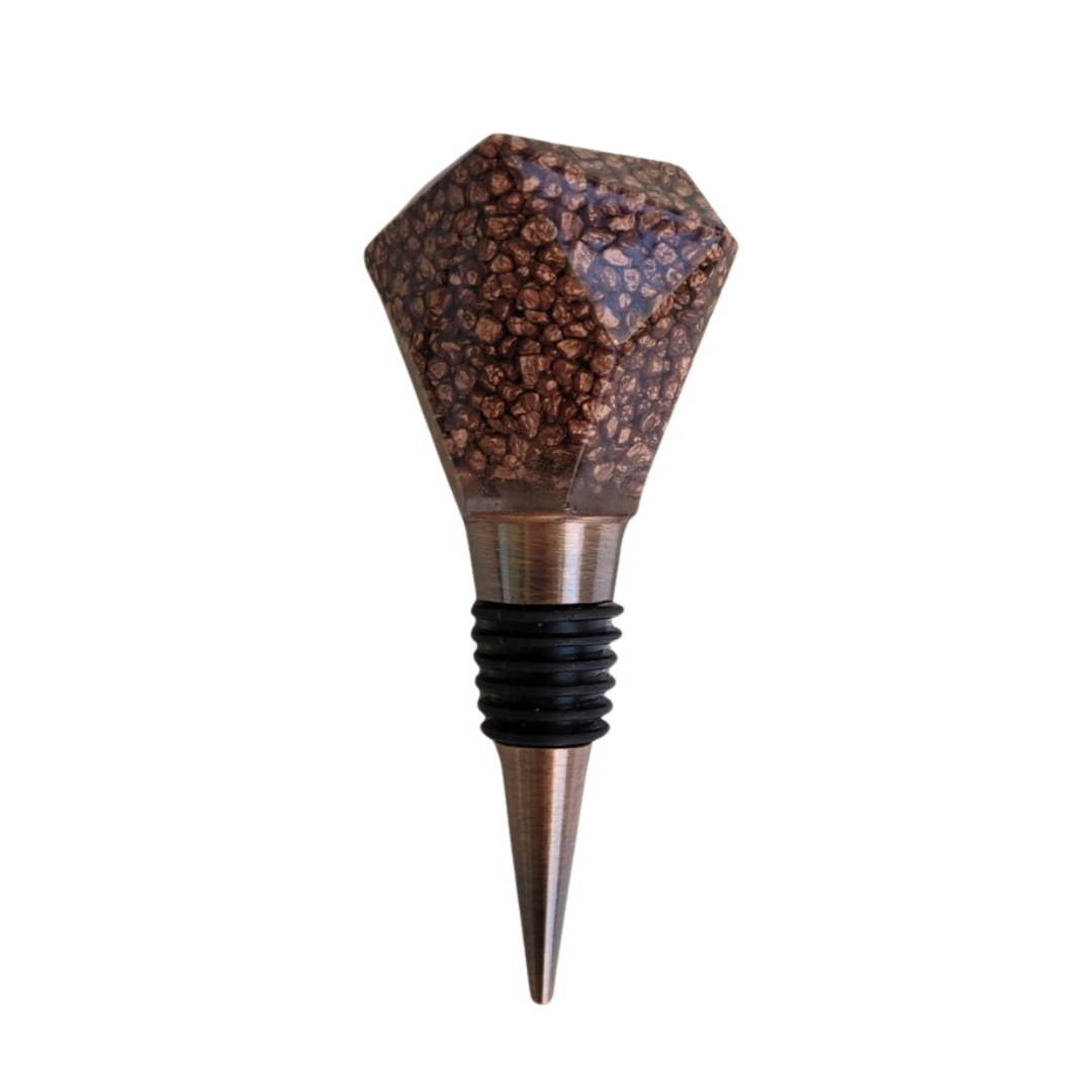 Handgemaakte epoxy wijnstopper chocoladebruin
